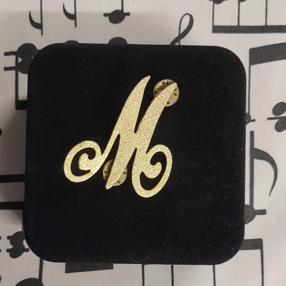 Letter M Monogram Brooch Vintage Pin